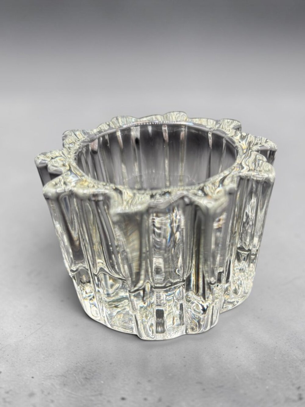 Vintage Avon Clear Glass Votive Candle Holder Textured Design